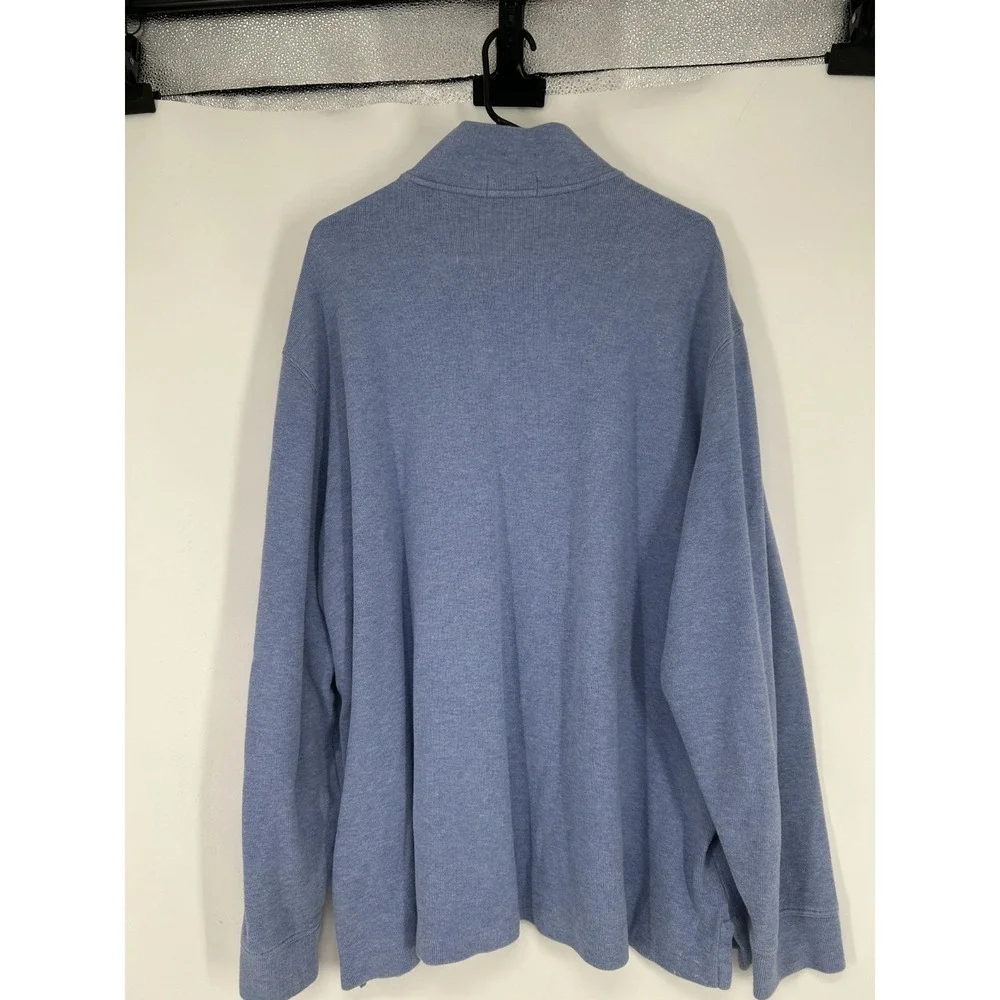 Polo Ralph Lauren‎ Sweater Leather Tab Quarter 1/4 Zip Pullover Light Blue 2XL